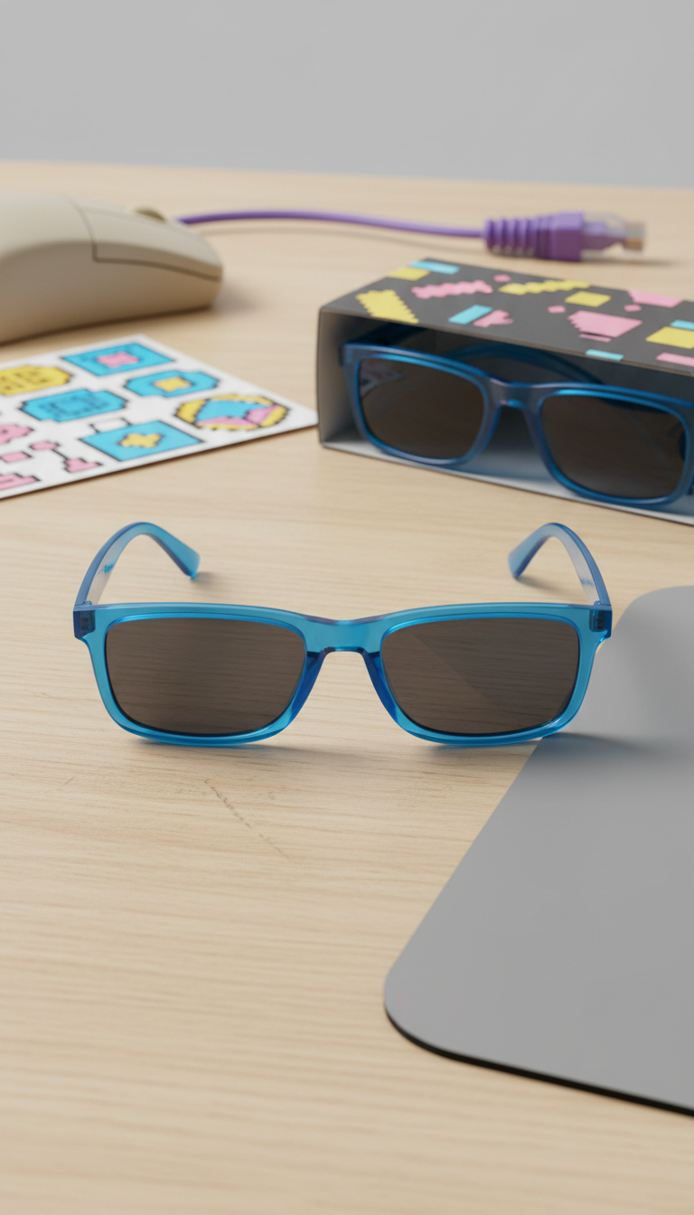 Rectangular sunglasses in pixel blue