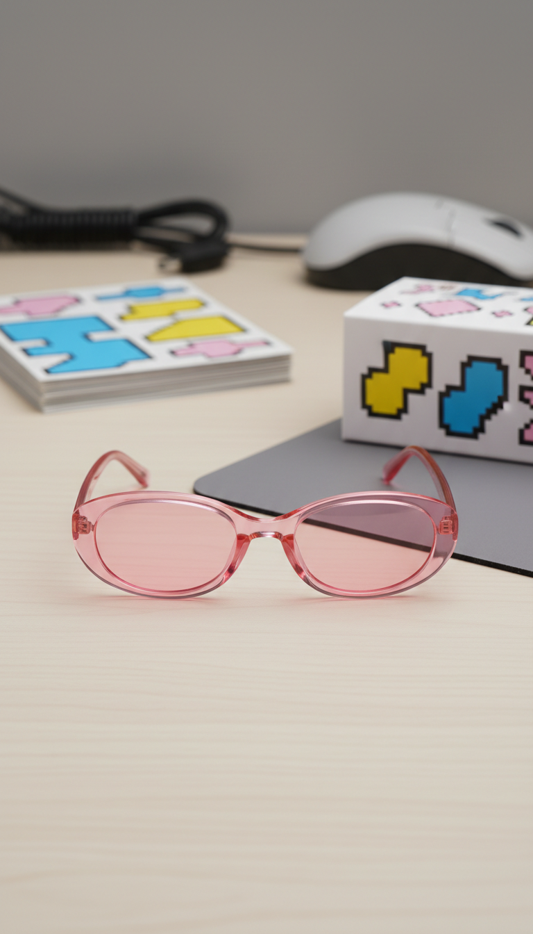 Oval sunglasses in candy pink acetate
